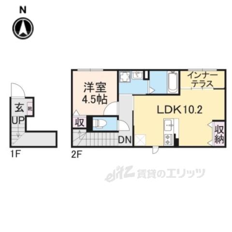 ロイヤルハイツしきⅡ番館(1LDK/2階)の間取り写真