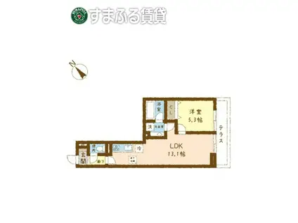 ＪＲ東海道本線 安城駅 徒歩5分 3階建 築1年(1LDK/1階)の間取り写真