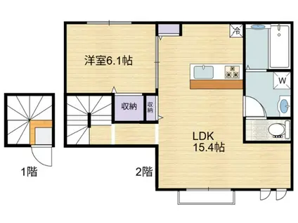 エルシオン狛江(1LDK/2階)の間取り写真
