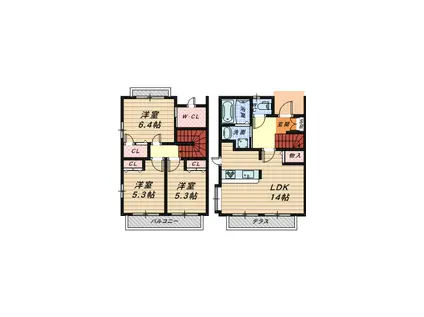 ホフケ羽衣A棟(3LDK/1階)の間取り写真