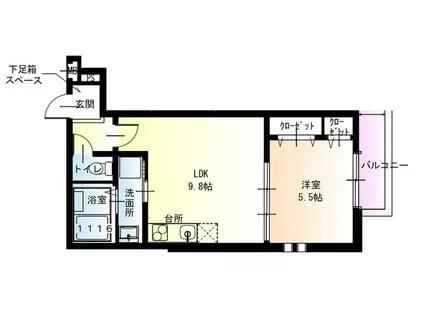 フジパレスあびこ駅北II番館(1LDK/3階)の間取り写真