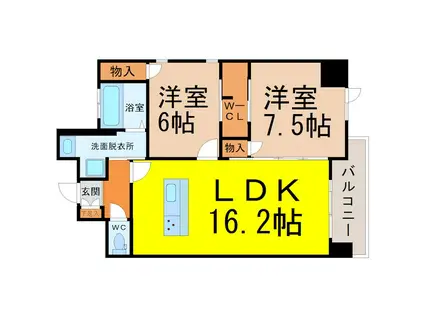 コモレビスクエア名駅北(2LDK/11階)の間取り写真