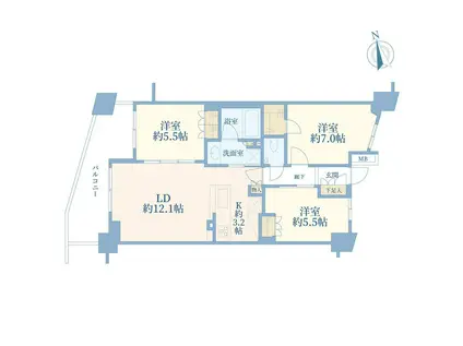 プレミスト上麻生(3LDK/2階)の間取り写真