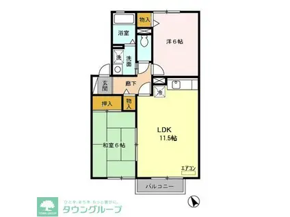 リヴィエールII(2LDK/2階)の間取り写真