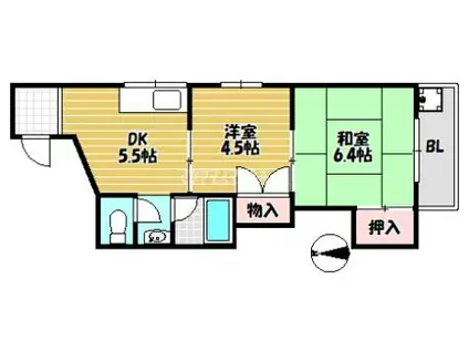 メゾンシェレナ(2DK/2階)の間取り写真