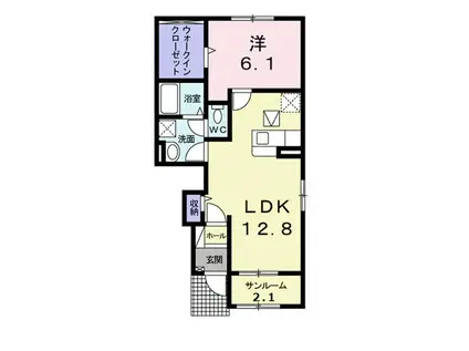フィールドサンIIIA棟(1LDK/1階)の間取り写真