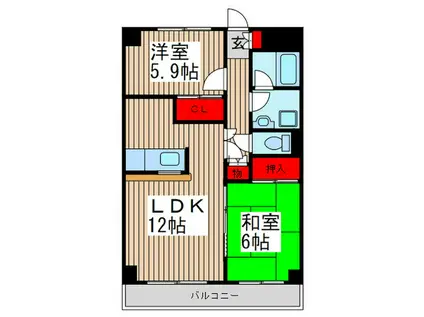 フクロクハイマンション3号館(2LDK/11階)の間取り写真
