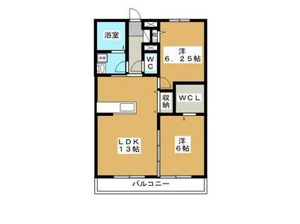 ルント・ベルクB棟(2LDK/3階)の間取り写真