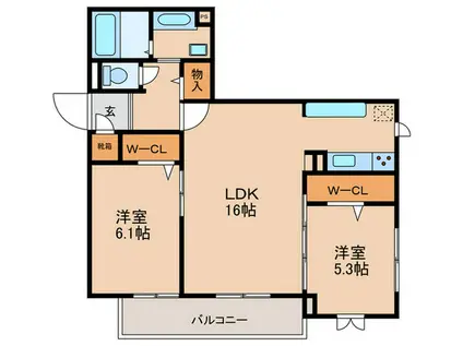 江向PARK(2LDK/2階)の間取り写真