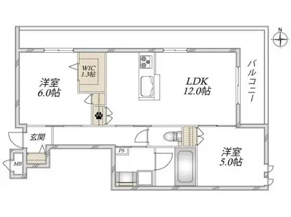 成増1丁目メゾン(2LDK/2階)の間取り写真