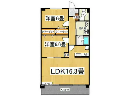 明宝マンション(2LDK/2階)の間取り写真
