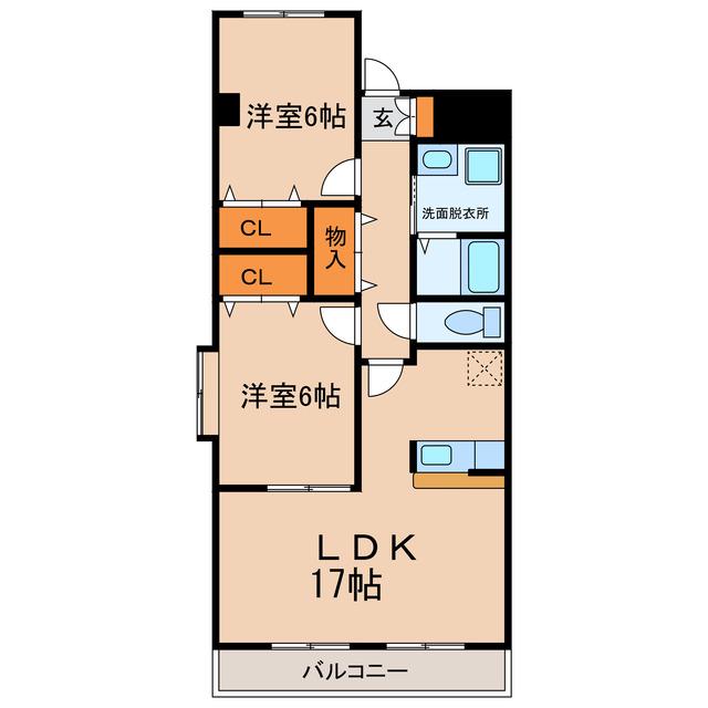 URBAN STAGE 春日井(2LDK/4階)の間取り写真