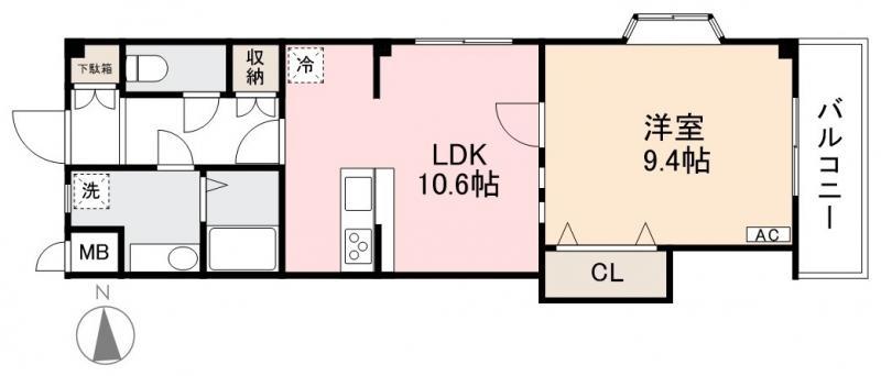 サウスプラザ六条(1LDK/3階)の間取り写真