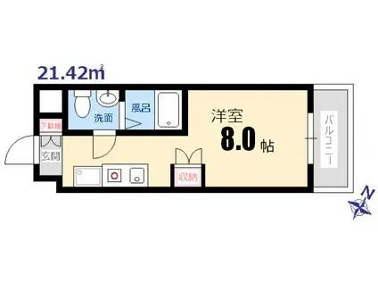 レジディア比治山公園(1K/7階)の間取り写真