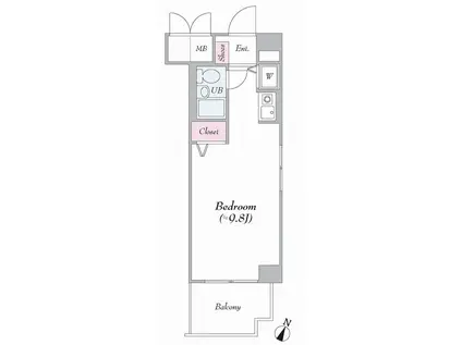 メイツ伊勢佐木長者町(ワンルーム/1階)の間取り写真