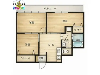 筑後屋柴田ビル(3DK/4階)の間取り写真