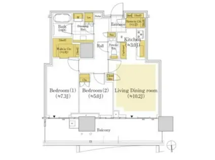 晴海フラッグ サンビレッジ T棟(2LDK/31階)の間取り写真