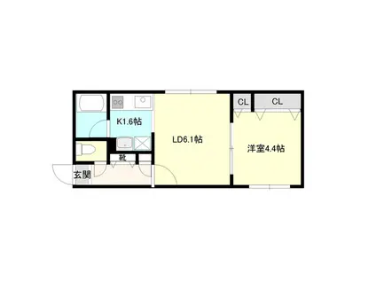 コムフォート南平岸(1LDK/1階)の間取り写真