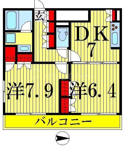 レジディア錦糸町Ⅱ(2DK/11階)の間取り写真