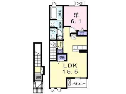 ユニットロル手光 B(1LDK/2階)の間取り写真