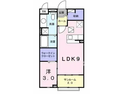 メゾンユタカ(1LDK/1階)の間取り写真