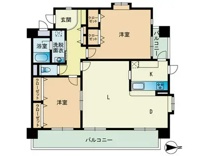 グランポンアミティエ(2LDK/2階)の間取り写真