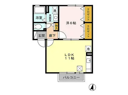 オリーヴ I/II(1LDK/1階)の間取り写真