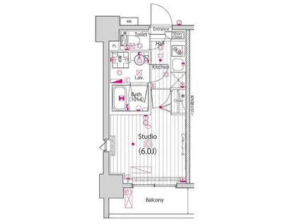 ガーラ・プレシャス高輪台(1K/12階)の間取り写真