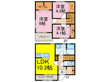 リーブルファイン羽生中央I(3LDK/1階)の間取り写真