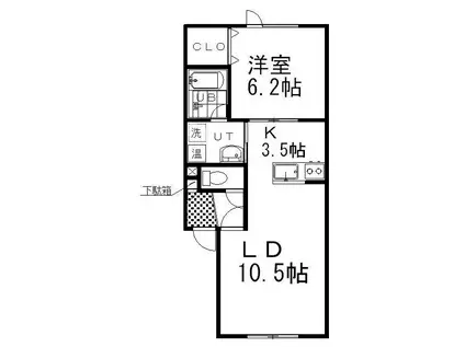 ハイチョ(1LDK/1階)の間取り写真