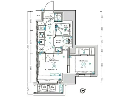 AXAS駒込アジールコート(2K/7階)の間取り写真
