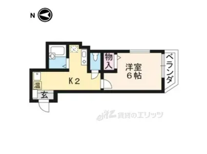 オルティー(1K/4階)の間取り写真