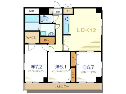 イル ソーレ パラッツォ(2LDK/5階)の間取り写真