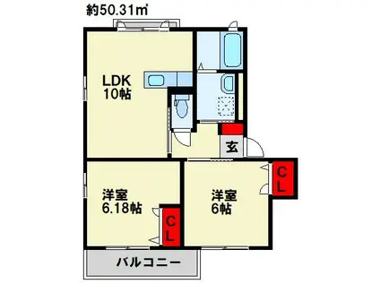 CAMOMILLE HOUSE(2LDK/2階)の間取り写真