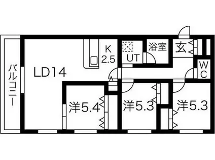 URBAN PROUD(3LDK/3階)の間取り写真