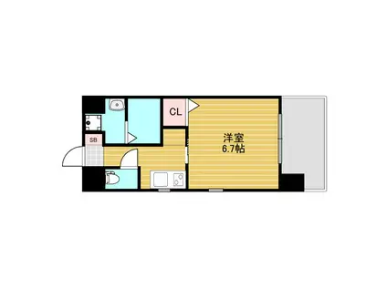 サンスクエア新大阪(1K/4階)の間取り写真