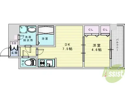 LA DOUCEUR豊中南(1DK/4階)の間取り写真