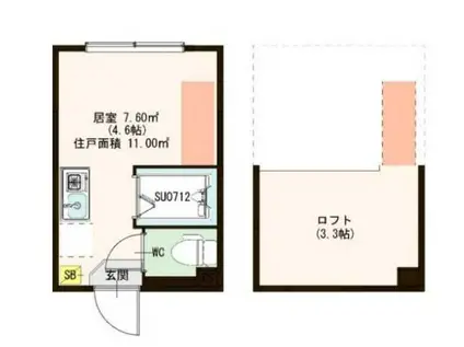 ハーモニーテラス江原町II(ワンルーム/2階)の間取り写真