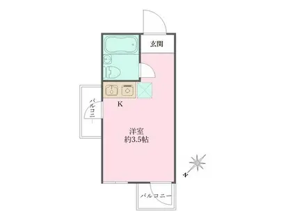 コスモハイツ(ワンルーム/3階)の間取り写真