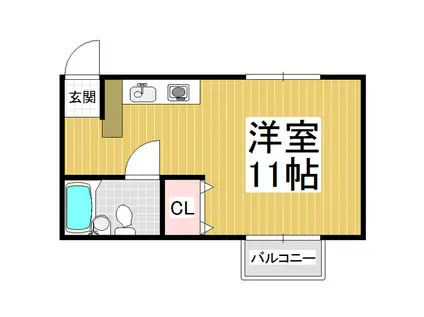 ハイツエーデルワイス(ワンルーム/2階)の間取り写真