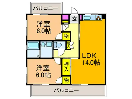 ESPEROII(2LDK/2階)の間取り写真