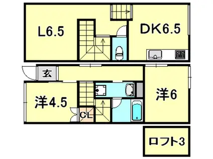 下三条町ソラノマ(2LDK/1階)の間取り写真