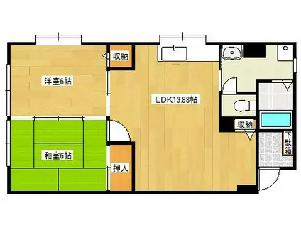 カーサ・リマ(2LDK/2階)の間取り写真