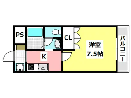 モアクレスト(1K/2階)の間取り写真