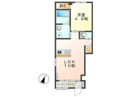 M・ウォルナット(1LDK/1階)の間取り写真