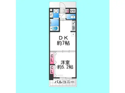 パークナードフィットなかもず(1DK/2階)の間取り写真