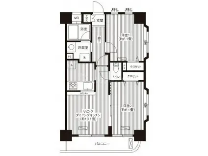 プラン・デズポワール(2LDK/6階)の間取り写真