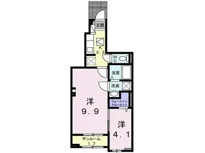 サリーチェ唐津(2K/1階)の間取り写真