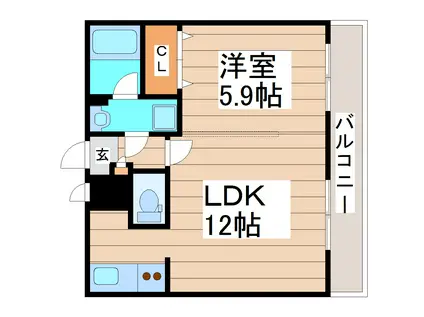 フェリチタ愛子I(1LDK/1階)の間取り写真