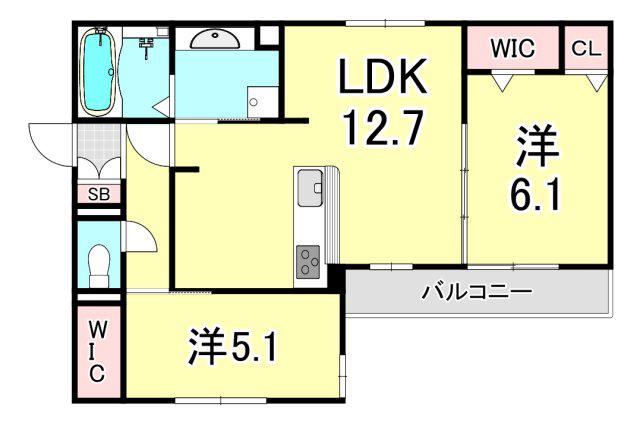ル トレフル(2LDK/2階)の間取り写真